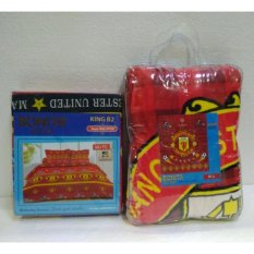 Couple Sprei + Selimut Super Lembut Dan Tebal Merk Bonita - MU FC Uk. 180/160X200 CM