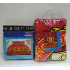 Couple Sprei + Selimut Super Lembut Dan Tebal Merk Bonita - MU FC Uk. 180/160X200 CM