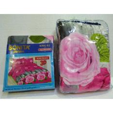 Couple Sprei + Selimut Super Lembut Dan Tebal Merk Bonita - ROSE PALACE Uk. 180/160X200 CM