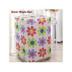 Cover Mesin Cuci Bahan Satin Anti Air - 1 Tabung Bukaan Depan (Front Loading) - Motif Bunga Warna Warni