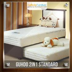 Bed Sorong 2 in 1 Standar sandaran Paris 100x200 cm (Lengkap Kasur atas, Sorong bawah & Sandaran Guhdo) (Cream)