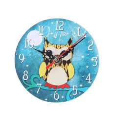 Creative Owl Series Eropa Retro Clock Ruang Tamu Kamar Tidur Jam Round Imitasi Kayu Jam Alarm Kecil-I-Intl