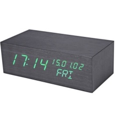 Creative Wooden LED Clock Temperature Display Perpetual Calendar Alarm - intl