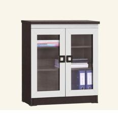 CREOVA Lemari Buku Lemari Arsip Pintu Kaca Serbaguna Coklat