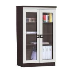 CREOVA Lemari Buku Lemari Arsip Pintu Kaca Seri 2604 Coklat