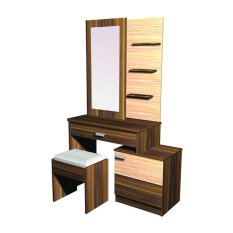 Creova Meja Rias Minimalis + Puff Gold edition - Cokelat