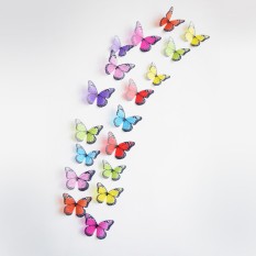 Crystal 18 Pcs 3D Kupu-kupu DIY Dekorasi Rumah Wall Stiker untuk Anak-anak Kamar Dekorasi Partai Natal Dapur Kulkas Decal- INTL