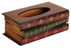 Cusepra Retro Book Berbentuk Kayu Tissue Dispenser Kotak Penutup Dudukan Organizer (Kopi)