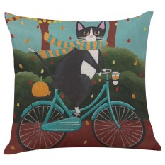 Cute Cat Sofa Tempat Tidur Rumah Dekorasi Sarung Bantal Festival Sarung Bantal-Intl