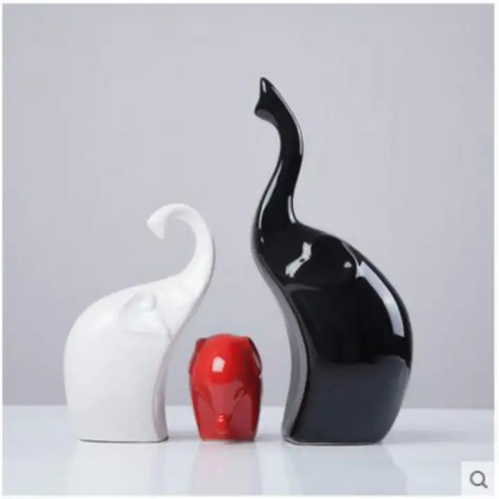 Cute Ceramic Elephant Statue Home Decor Crafts Room Decoration