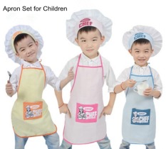 Anak lucu koki topi dan celemek lucu celemek memasak/dapur Set untuk bayi perempuan anak TK Anak (berwarna merah muda) - International