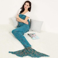 Cyber Baru Knit Mermaid Tail Desain Fishtail Blanket Selimut Tidur (Hijau)-Intl