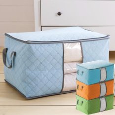 DapurBunda Baju Organizer Storage Box Bamboo Charcoal Bambu Storage Kecil - Biru Muda