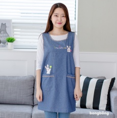 Denim Fashion Korea Celemek Kartun Lucu Cozinha Tanpa Lengan Dewasa Apron Dapur Guru TK Sekolah Aprons Avental-Intl