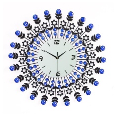 Berlian Mewah Dekor Mute Jam Dinding 60*60 Cm Dekorasi Rumah (Biru)-Internasional