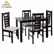 Sweet Dining Set - Hawai Meja dan Kursi Makan Kayu untuk 6 Orang - Hitam - Free Ongkir Medan