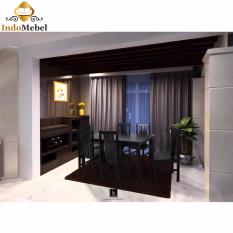 Dining Set - Mission Meja dan Kursi Makan Kayu untuk 6 Orang - Hitam - Free Ongkir Medan - Free Kaca Meja Reben