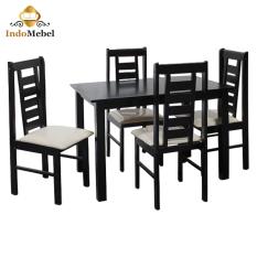 Sweet Dining Set - New Maryland Meja dan Kursi Makan Kayu untuk 6 Orang - Hitam - Free Ongkir Medan