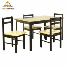 Dutch Series Dining Set - Wolli Meja dan Kursi Makan Kayu untuk 4 Orang - Hitam - Free Ongkir Medan