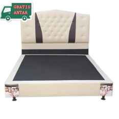 Dipan Divan sandaran untuk kasur dan springbed Jas cream ukuran queen (160x200)