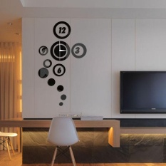 DIY 3D Rumah Modern Dekorasi Ruang Tamu Kamar Tidur Permukaan Cermin Wall Clock-Intl
