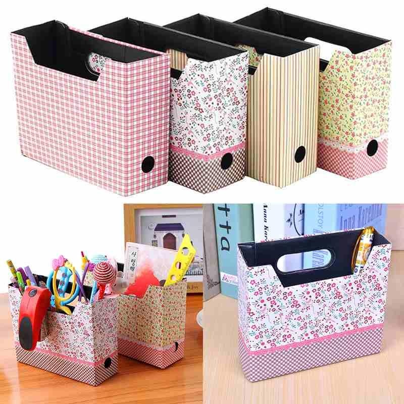 DIY Kertas Bahan Penyimpanan Makeup Kosmetik Alat Tulis Kantor Meja Organizer Box-Intl