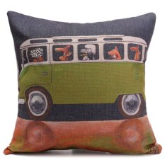 Anjing Bergambar Cushion Cover Car Seat Linen Campuran Lempar Bantal Dekorasi Rumah (Hijau)