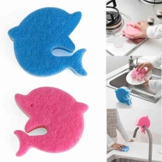 Dolphin Shape Washing Cleaning Dish Mangkuk Cuci Gosok Sikat Spons Alat Dapur-Internasional