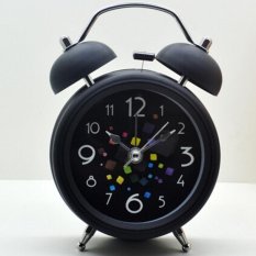 Double Meja Bell Alarm Jam Hitam