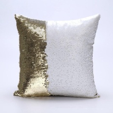 Double Layer dan Double Color Sequins Pola Belakang Variabel Cushion Bantal 40*40 Cm Warna: Putih dan Emas-Intl