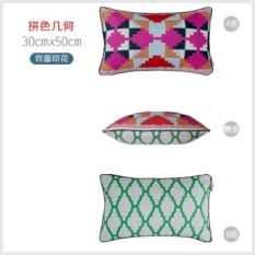 Double-sided linen sofa pillow ins Nordic IKEA geometric pillow lumbar pillow bed pillow cover not containing core