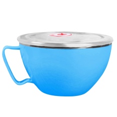 Dual Layer Stainless Steel Instan Mie Ramen Sup Pasta Bowl Makanan Segar Container Lunch Rice Bowl dengan Penutup Tutup 900 Ml Biru-Intl