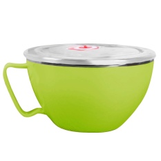Dual Layer Stainless Steel Instan Mie Ramen Sup Pasta Bowl Makanan Segar Container Lunch Rice Bowl dengan Penutup Tutup 900 Ml Hijau-Intl