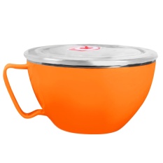 Dual Layer Stainless Steel Instan Mie Ramen Sup Pasta Bowl Makanan Segar Container Lunch Rice Bowl dengan Penutup Tutup 900 Ml Orange-Intl