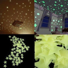Eachgo 100 Pcs 4 Warna Fluorescent Bayi Anak-anak Kamar Tidur Ruang Tamu Star Lampu Wall Sticker 3 Cm-Intl