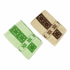 EELIC HKM-007 2 PCS MIX HANDUK KAMAR MANDI 135 X 69 CM MIX 2 WARNA ( HIJAU DAN COKLAT ) MOTIF KOTAK BUNGA LEMBUT DAN HALUS