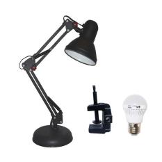 EELIC JIAMEI JM-800J Hitam Lampu Meja - Baca - Belajar - Jepit Arsitek JM-800 + LED 5 WATT Cahaya Kuning 3000k Bahan berkualitas
