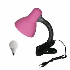 EELIC JM-108S 7W PINK Lampu Meja - Baca - Belajar Jepit Switch + 7W LED