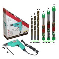 EELIC MEB-350HD -10MM Mesin Bor 350HD 10mm + Mata Bor Besi 5+6+8,5 Dan Mata Bor Beton 6+8+10