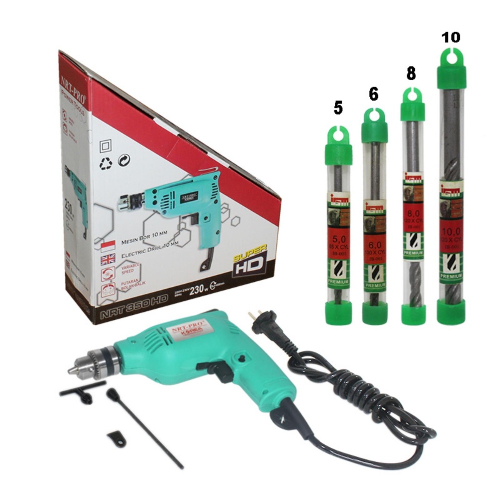 EELIC MEB-350HD -Mesin Bor 10MM + Mata Bor 5+6+8+10mm Kualitas Tinggi