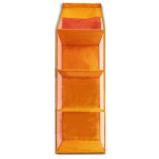 Eigia Hanging Helmet Organizer Rak Helm Gantung Lemari Bag Penyimpanan Sepatu Sandal Tas Aksesoris Bebas Debu Teratur Rapi Multifungsi Unik Bahan HHO Sekat Triplek Dilapisi Mika Penutup Transparan Tahan Air Terdapat 3 Susun Plus 1 Ruang Kecil Pal - Orange