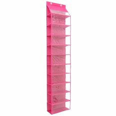 Eigia Hanging Shoe Organizer HSO Rak Sepatu Gantung K044 Rapi Anti Debu Tanpa Resleting Menaruh Barang Sandal Boneka Celana Dalam Hijab Tas Kecil Dompet Sendal Shoes Holder Storage Portable Lipat Praktis Simple Rumah Kosan Kantor Awet Kokoh - Pink