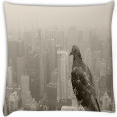 Empire State Pigeon Secara Digital Dicetak Cushion Cover Pillow 12x12 Inci-Intl