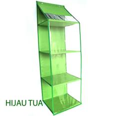 EMWE Hanging Helmet Organizer Rak Helm Gantung HHO Lemari Bag organizer Penyimpanan Sepatu Sandal Tas Boneka Aksesoris Multifungsi Sekat Triplek 3 Susun - DARK GREEN