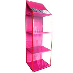 EMWE Hanging Helmet Organizer Rak Helm Gantung HHO Lemari Bag organizer Penyimpanan Sepatu Sandal Tas Boneka Aksesoris Multifungsi Sekat Triplek 3 Susun - HOTPINK