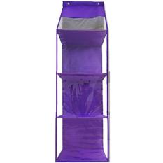 EMWE Hanging Helmet Organizer Rak Helm Gantung HHO Lemari Bag organizer Penyimpanan Sepatu Sandal Tas Boneka Aksesoris Multifungsi Sekat Triplek 3 Susun - PURPLE
