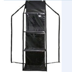 EMWE HHOZ Hanging Helmet Organizer Rak Helm Gantung Resleting Lemari Bag organizer Penyimpanan Sepatu Sandal Tas Boneka Aksesoris Multifungsi Sekat Triplek 3 Susun - Black