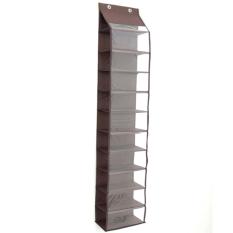 EMWE HSO Rak Sepatu Gantung Terbuka Tanpa resleting Hanging shoes Organizer NO zipper 11 sekat shoe case sandal - Dark coklat