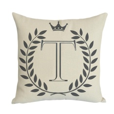 Bahasa Inggris Letter Katun Linen Case Bantal Kursi Sarung Bantal Dekorasi Rumah (Biru Laut)-Intl