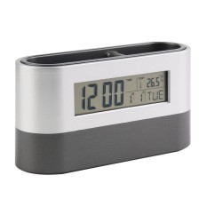 Era Multifungsi Rumah Kantor Digital Alarm Tidur Sebentar Dudukan Pena Kalender Temperature Tampilan Hitam Biru Kualitas Bagus Gratis Kapal Perak -Internasional